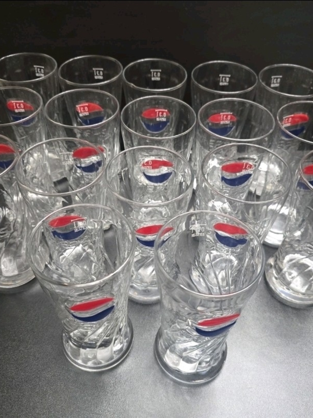 Vintage Pepsi Cola Swirl Glasses Set of 16
